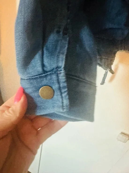 Democracy Dark Blue Denim Dress Jacket with Stand Collar - Picture 7 of 9